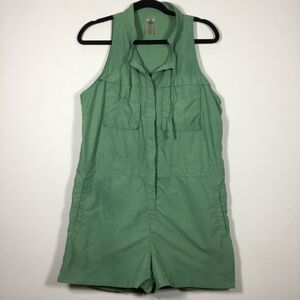 Army green utility hiking camping romper shorts sleeveless top size Large
